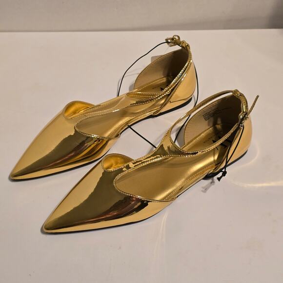 Worthington Kendie Gold Pointed Toe Flat Size8.5 - Picture 3 of 6